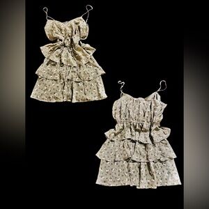 Trixxi Sage Green Tiered Ruffle Mini Dress